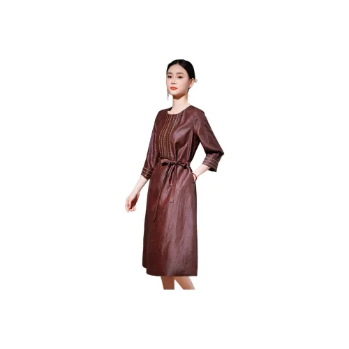 Hang Yi Court Long Sleeved Dress Women's Red
