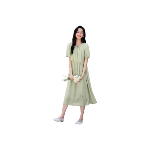 Mo Han Yi Mei Short Sleeved Dress Women's Green