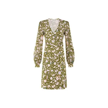 DVF Diane Von Furstenberg Long-Sleeved Dresses Women's Olive Green