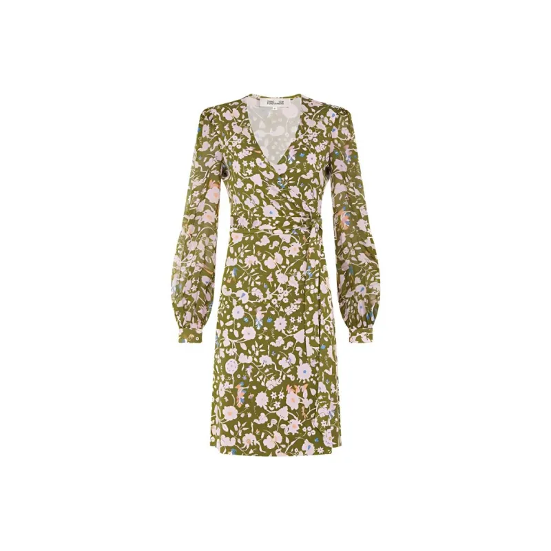 DVF Diane Von Furstenberg Long-Sleeved Dresses Women's Olive Green-0