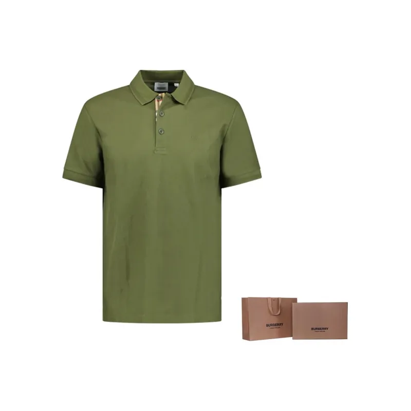 Burberry SS24 Logo Embroidery Vertical Button-Up Polo Shirt Green-3