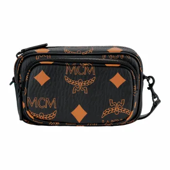 MCM Coated Canvas Camera Bag, Shoulder Bag, Crossbody Bag, Clutch Mini Unisex Black