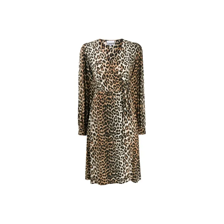 GANNI Long-Sleeved Dresses Women's Brown-0