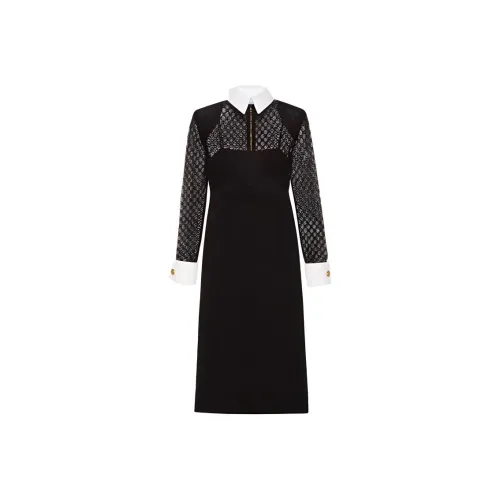 GUCCI Monogram Embroidered Tulle Midi Dress