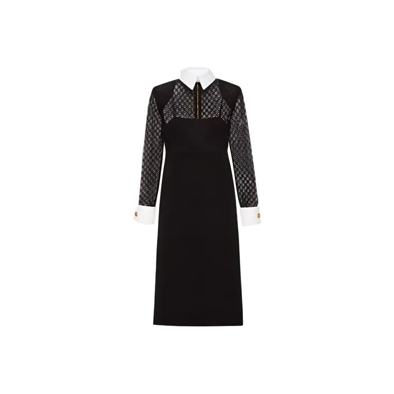 GUCCI Monogram Embroidered Tulle Midi Dress-0