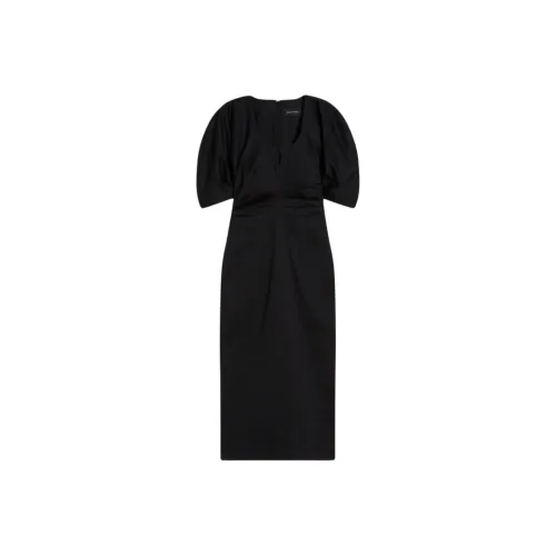 SCANLAN THEODORE Sateen Cotton Tailored Dress Short-Sleeved Dresses Women's Black
