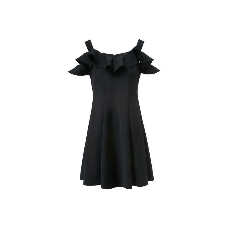 LOFT SHINE A-Line Skirt Dress Black-0