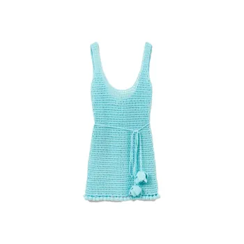 Burberry Crochet Knit Belted Waist Sleeveless Dress