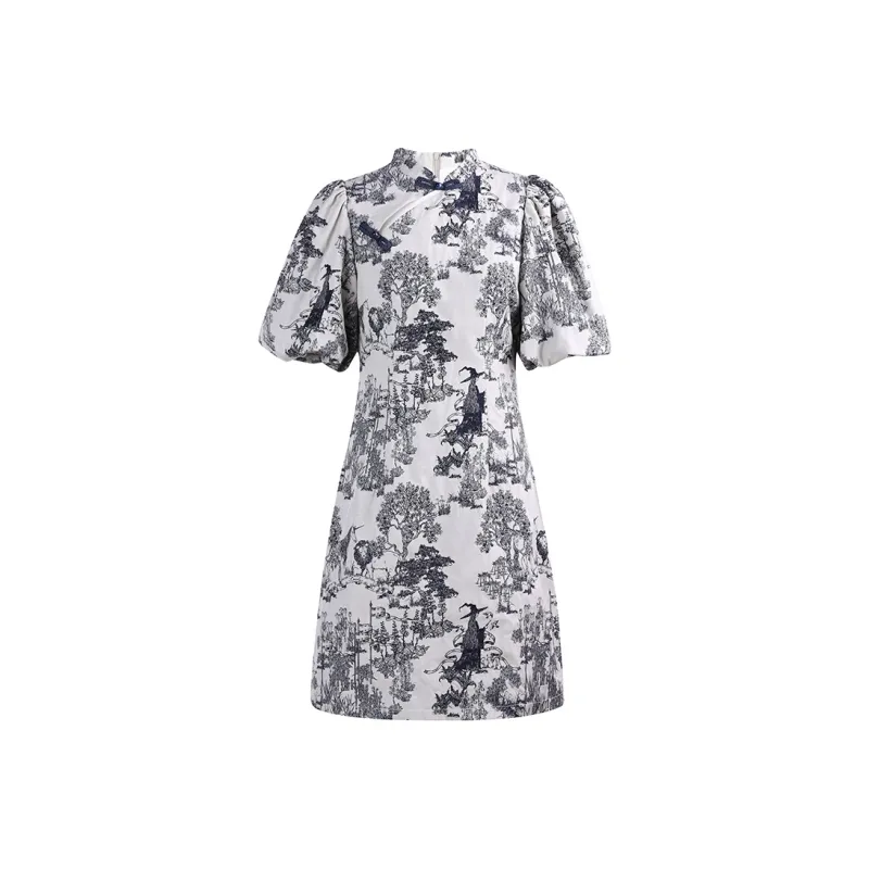 THE SEA LIFE Short Sleeved Dresses Women's Night Dusty Blue-0