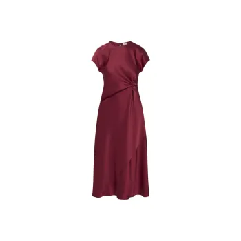 ARITZIA FW24 Wilfred Nicolette Satin Dress Short-Sleeved Dresses Women's Dark Ruby Red/Deep Gemstone Red