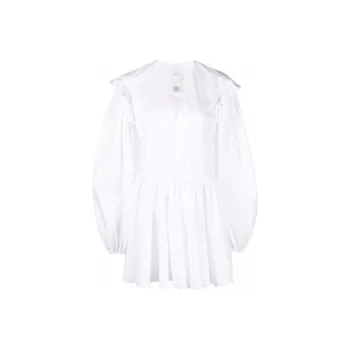 Patou Ballon Sleeved V Neck Mini Dress