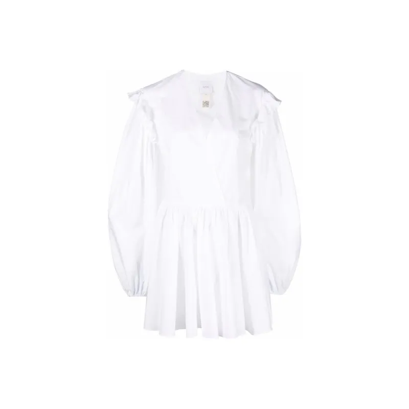 Patou Ballon Sleeved V Neck Mini Dress-0