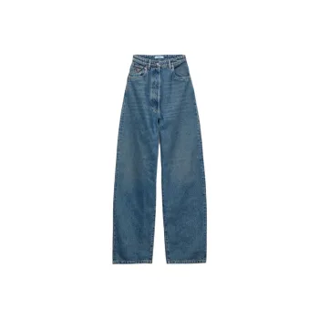 PRADA Logo Patch Wide Leg Jeans