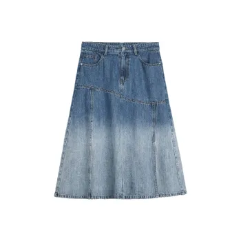 ELLE Denim Long Skirts Women's Blue