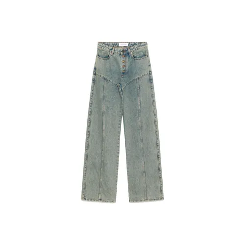 Marine Serre Moon Laser Denim Curved Jeans 'Light Beige'