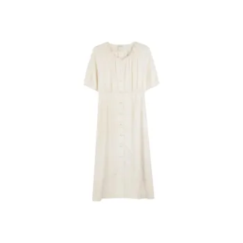 SOLIGHTER Short Sleeved Dresses Women's Beige