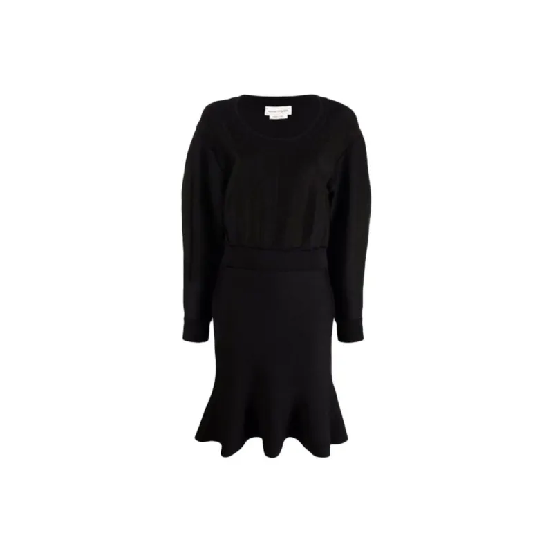 Alexander McQueen Long Sleeved Dresses Women's Black-0