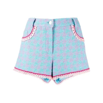 MOSCHINO Houndstooth Tassel Trim Shorts
