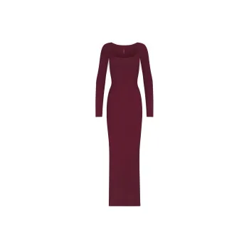 SKIMS Soft Lounge Long Sleeve Dress Long-Sleeved Dresses Women's Wine/Burgundy