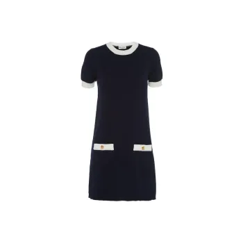 MIU MIU FW22 Short Sleeved Dress Women's Navy Blue