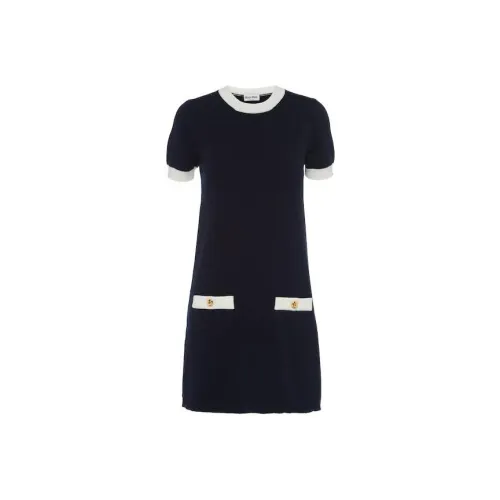 MIU MIU FW22 Short Sleeved Dress Women
s Navy Blue