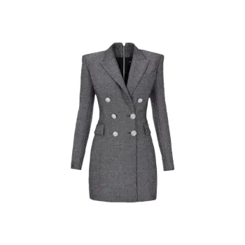 BALMAIN Long-Sleeved Dresses Women's Silver Gray