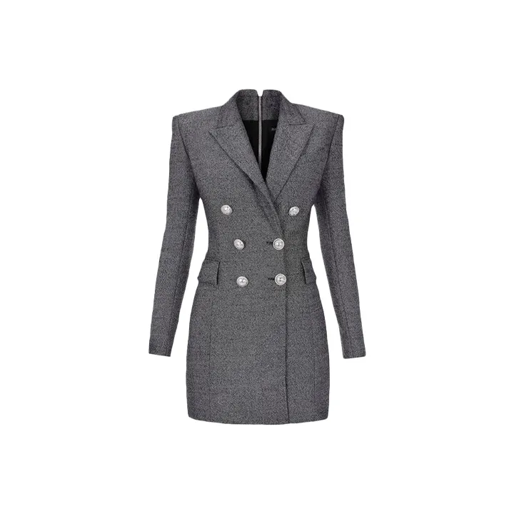 BALMAIN Long-Sleeved Dresses Women's Silver Gray-0