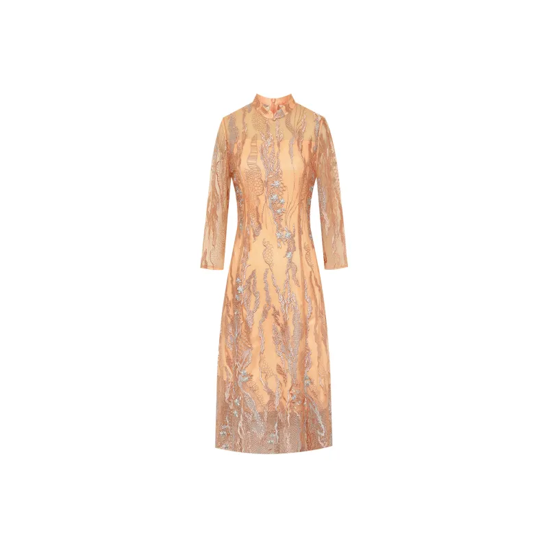 BBLLUUEE Long Sleeved Dress Women's Rimu Orange-0