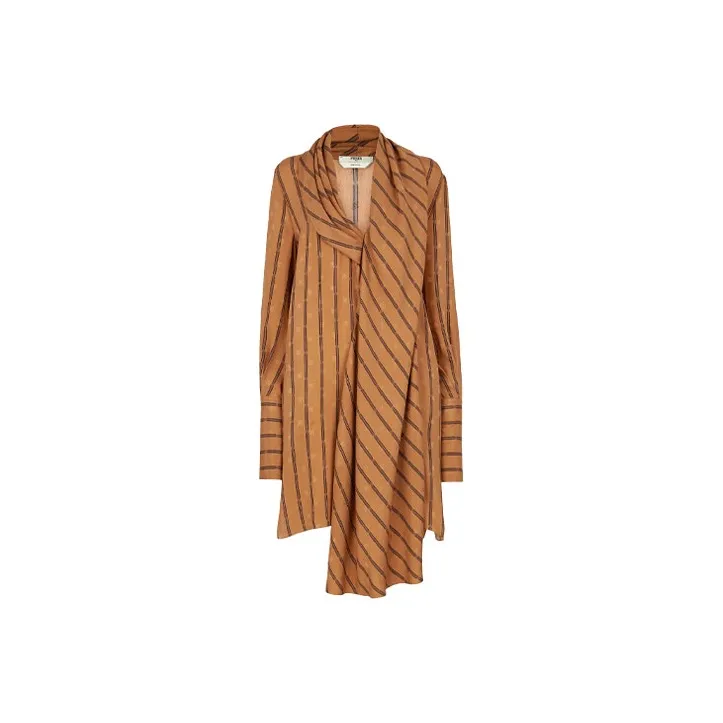 FENDI Karligraphy Striped Silk Dress-0