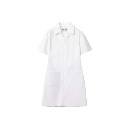 MIU MIU FW24 Short-Sleeved Raffiaes Women's White