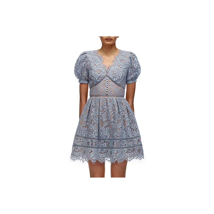Self portrait Short Sleeved Dresses Women's Haze Blue-0