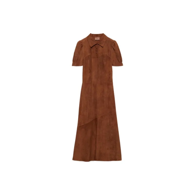 PRADA Short Sleeved Dress Women's Brown-0