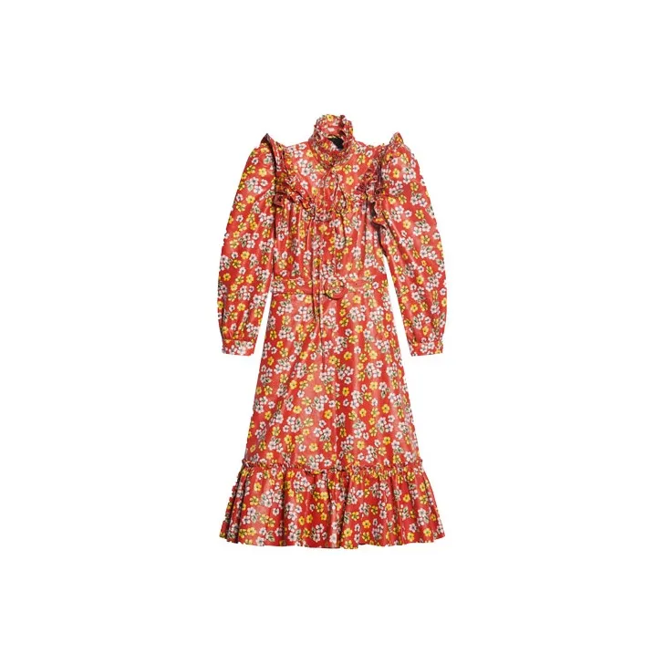 Balenciaga Long-Sleeved Dresses Women's Red-0