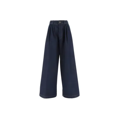Maison Margiela Wide Leg Pleated Jeans