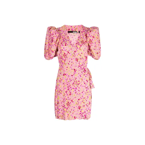 Rotate Floral-jacquard Wrap Minidress