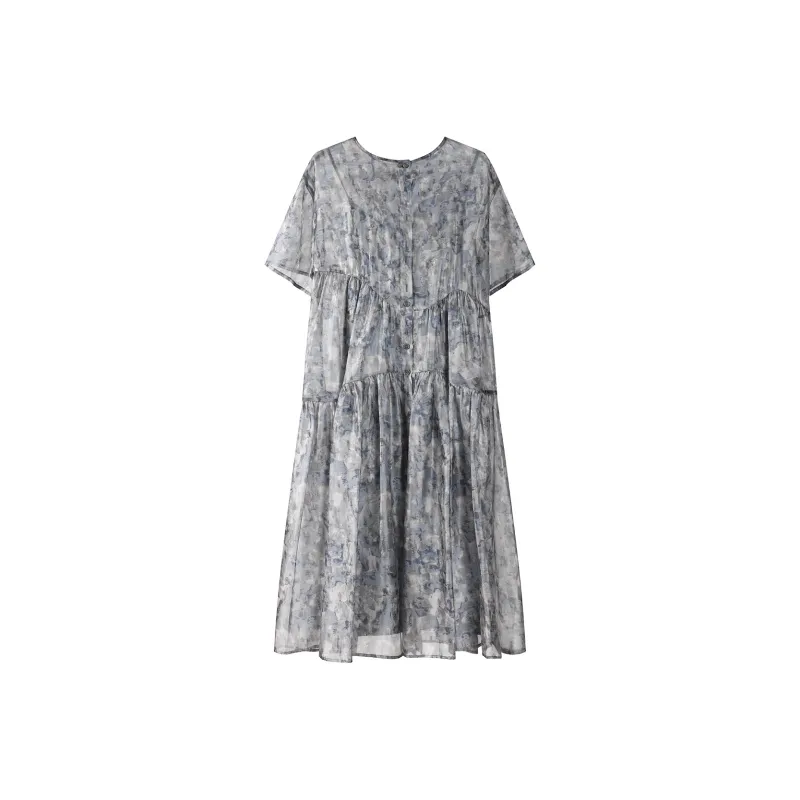 THE SEA LIFE Short Sleeved Dress Women's Mist Blue-0