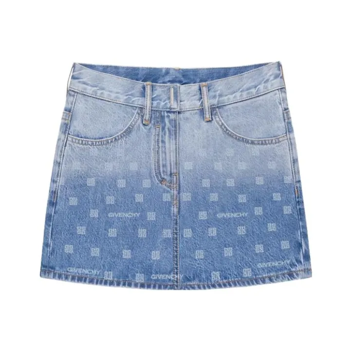 Givenchy Denim Long Skirts Women's Blue-0