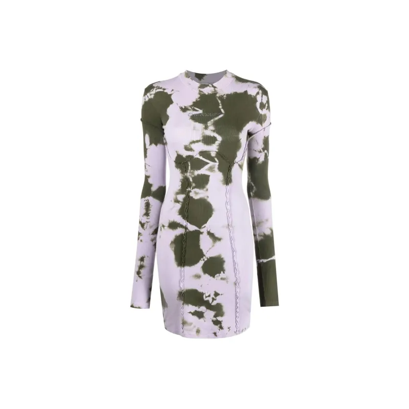 OFF-WHITE Bling Tie-dye Ribbed Minidress-0