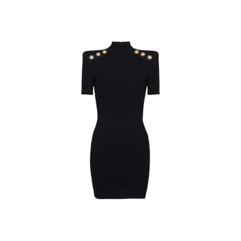 BALMAIN Short Sleeved Dress Women's Black