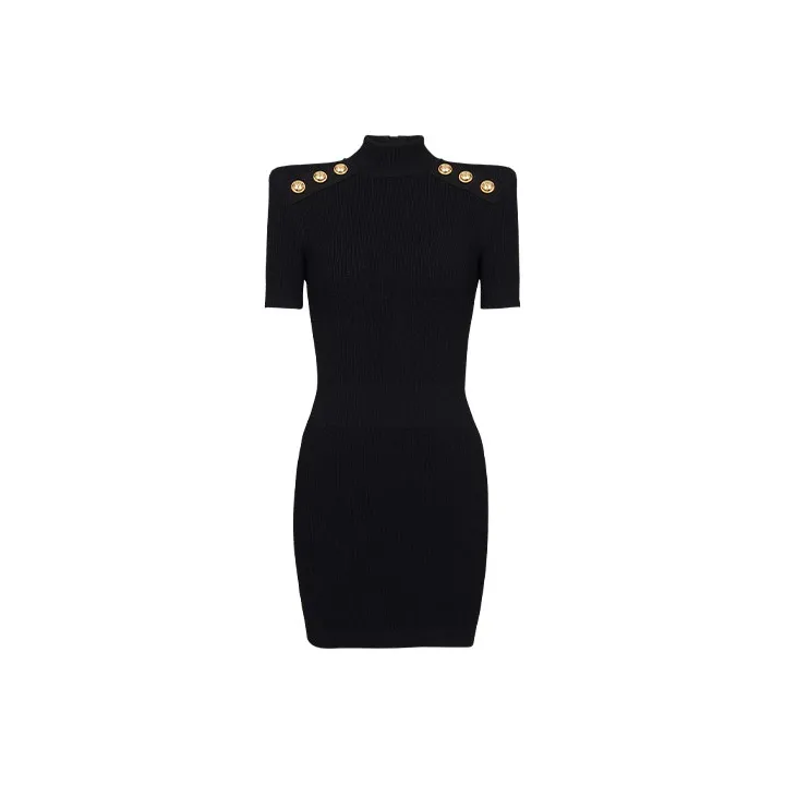 BALMAIN Short Sleeved Dress Women's Black-0