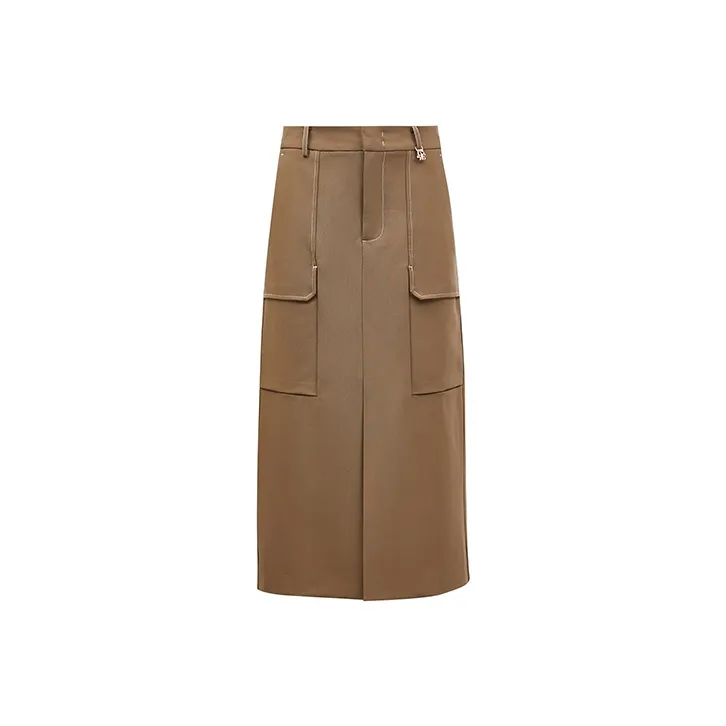 ONLY Denim Long Skirts Women's E10 Cub Brown-0