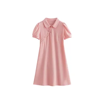 Initial Language Short Sleeved Dresses Women's