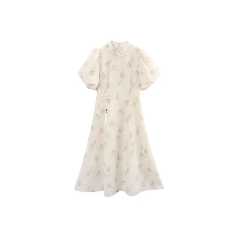 A Paradise For Awakening Short Sleeved Dresses Women's Beige-0