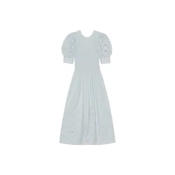 GANNI Short Sleeved Dresses Women's Blue