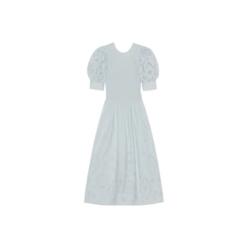 GANNI Short Sleeved Dresses Women's Blue-0