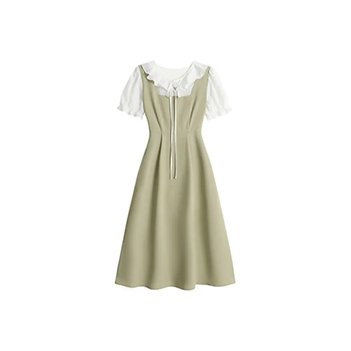 ETSE Short Sleeved Dresses Women's Green-0