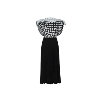 MM6 Maison Margiela Polka Dot Pleated Midi Dress