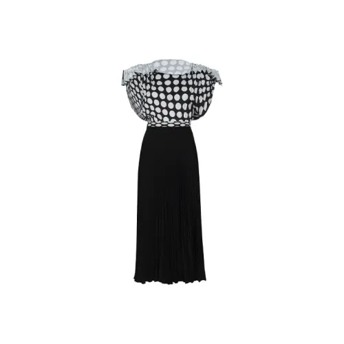 MM6 Maison Margiela Polka Dot Pleated Midi Dress