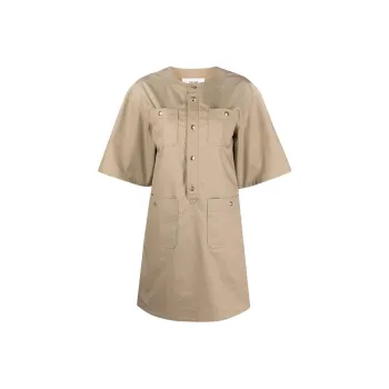 CELINE Short Sleeved Dresses Women's Beige