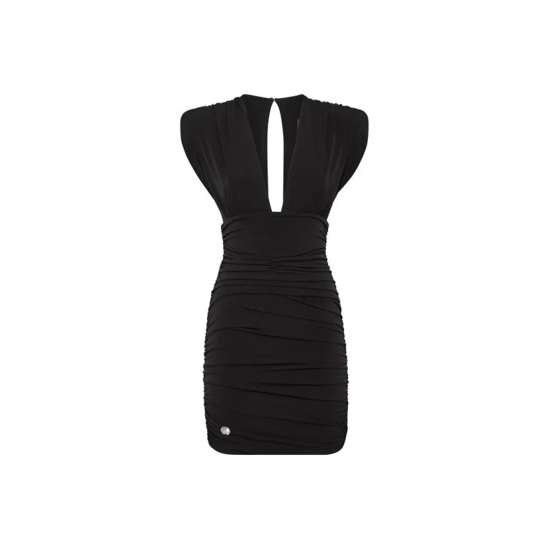 PHILIPP PLEIN Wrinkles Ruffle detail Mini Dress-0